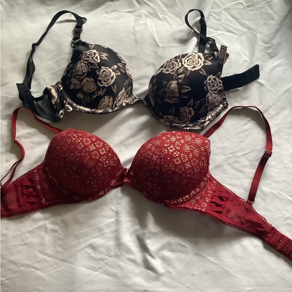Victoria's Secret Red and Black Lace Bras